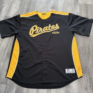 Pittsburgh Pirates Jersey True Fan MLB Licensed Embroidered Men Large Black Gold